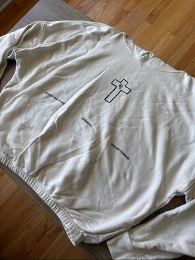 Darc Sport Cream Crewneck Sweatshirt with Black Cross Graphic